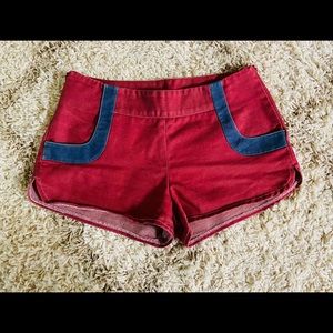 Lemon Twist Vintage Red Denim Shorts